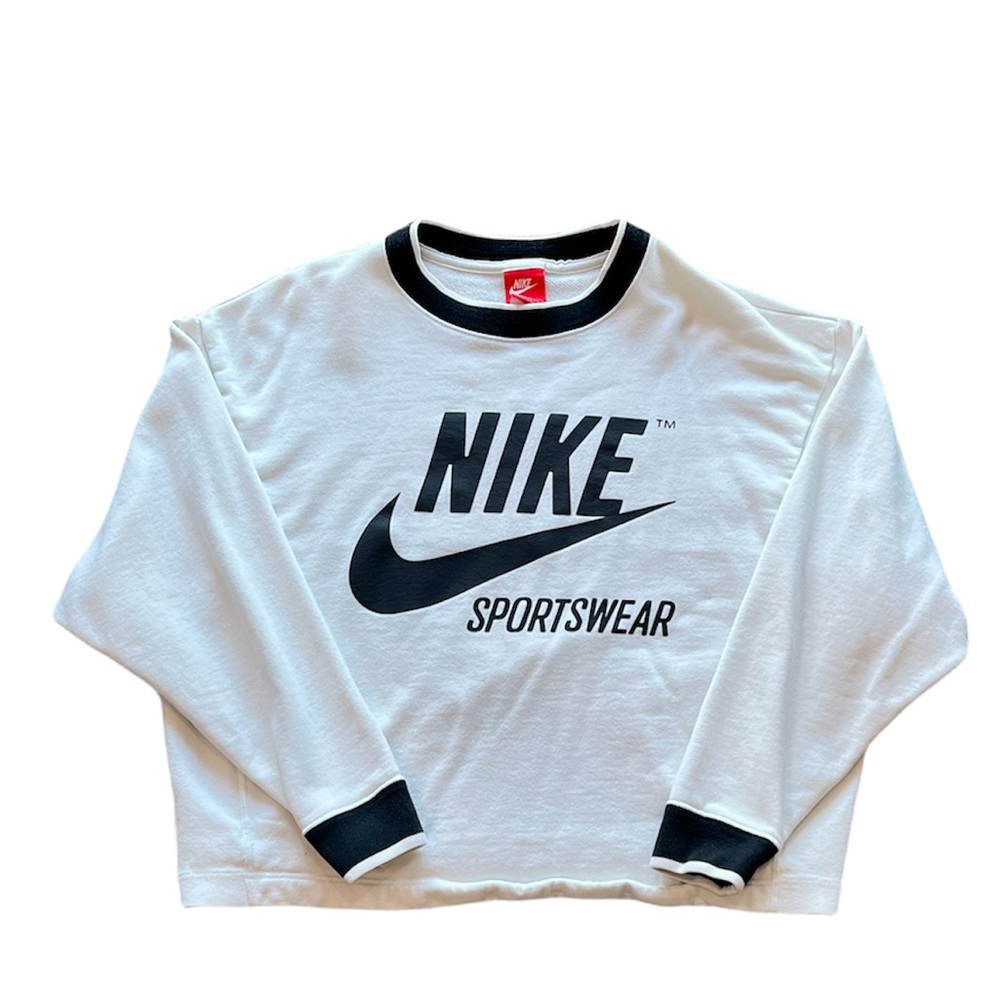nike old school white pullover